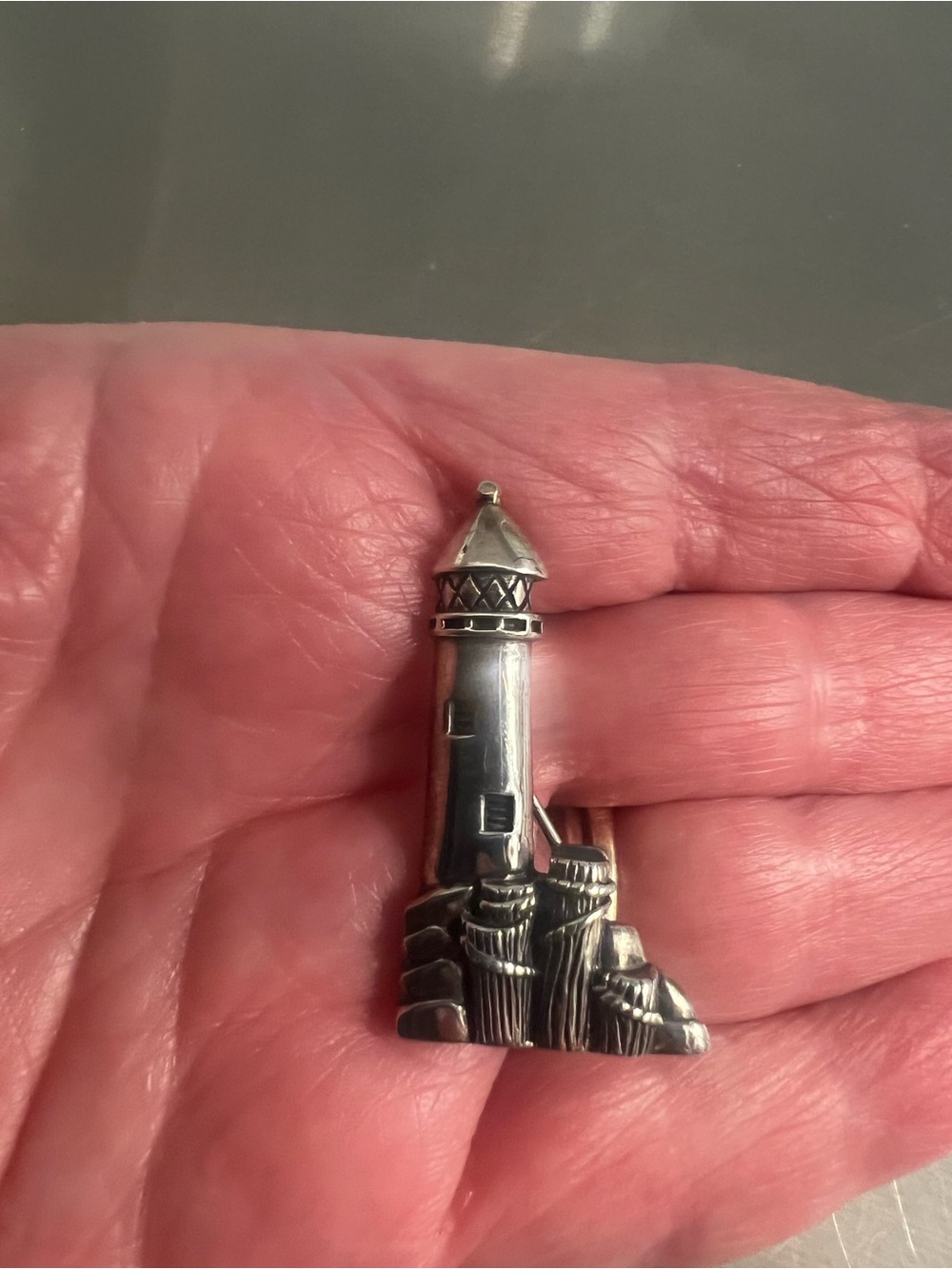 Vintage Sterling Silver Lighthouse Pendant/Brooch Silver